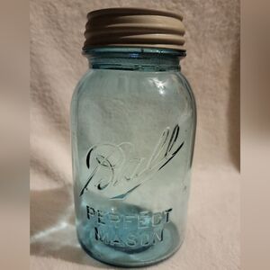 Vintage 1910-1923 Blue Ball Quart Mason Jar #3
